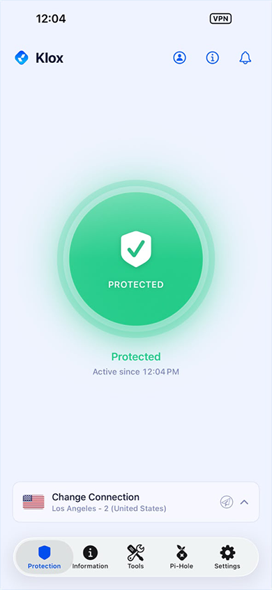 KloxVPN connect screen